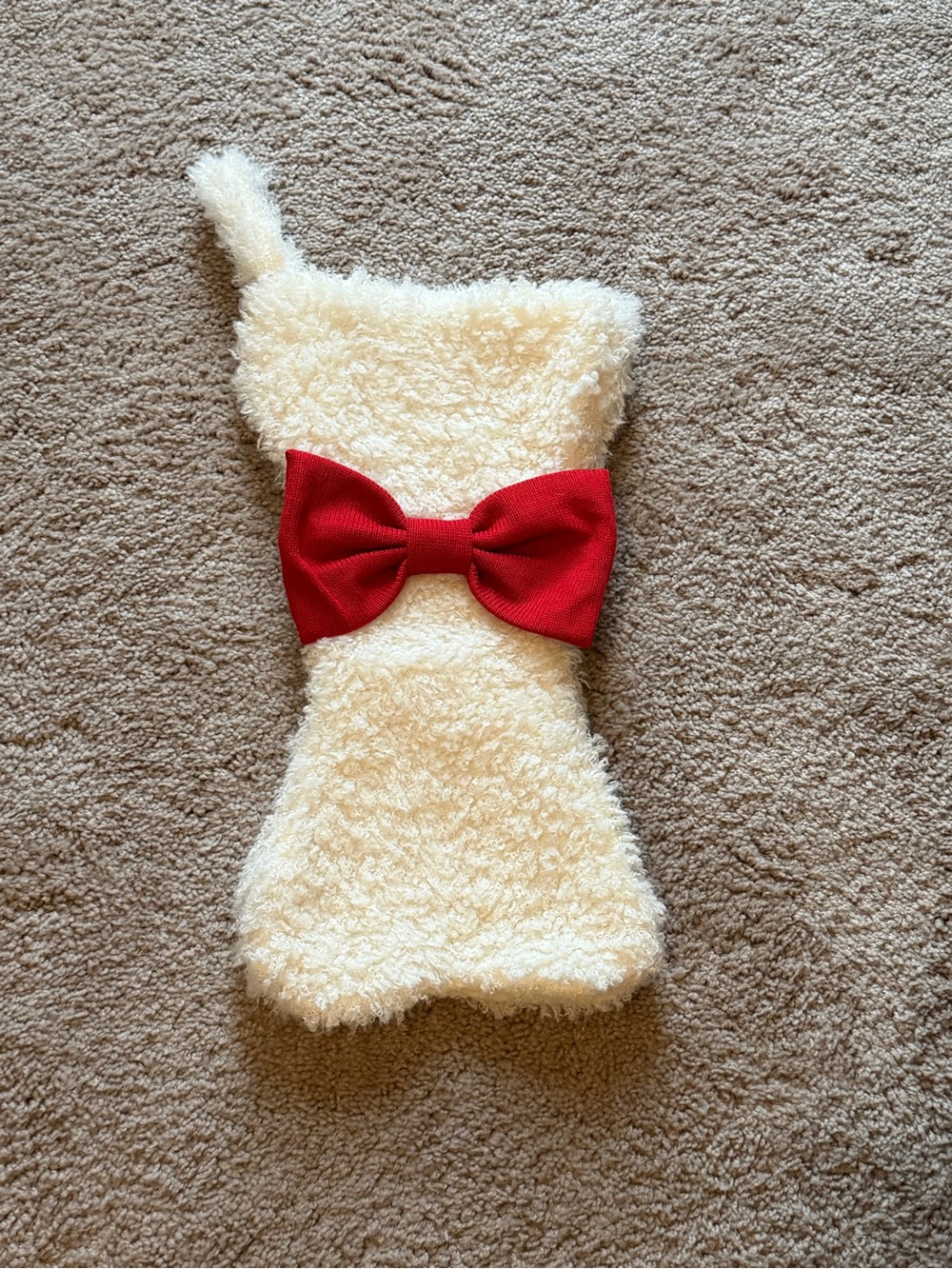 Dog Bone Christmas Stocking with Red Bow